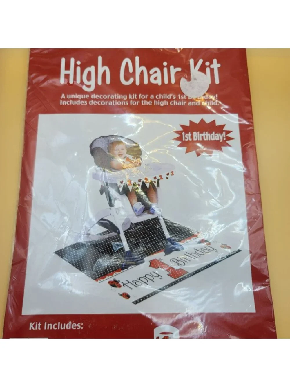 High Chair Kit 1st Birthday Party Decorations Flag Banner Bib Floor Mat Jj3506